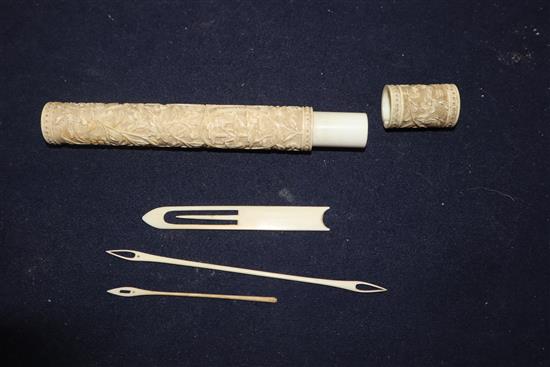 An ivory bodkin case length 15cm